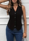Kadın Sıfır Kollu V Yakalı önden Düğmeli Atlas Yelek