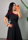 Kadın Tek Omuz Fiyonk Detaylı Midi Boy Elbise