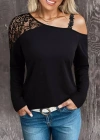 Kadın Tek Omuzu Açık Askılı Dantelli Viskon Bluz