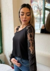 Kadın Tek Omuzu Açık Askılı Dantelli Viskon Bluz
