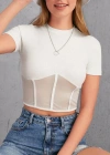 Kadın Transparan Detay Kısa Kol Kaşkorse Bluz