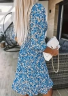 Kadın Truvakarkol Kruvaze Yakalı Beli Lastikli çiçek Desenli Süprem Elbise