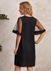 Kadın Tüllü Kısa Kollu V Yaka Krep Elbise