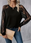 Kadın Uzun Dantel Kollu Bisiklet Yaka Viskon Bluz