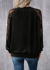 Kadın Uzun Dantel Kollu Bisiklet Yaka Viskon Bluz