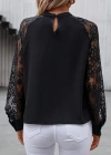 Kadın Uzun Dantel Kollu Yuvarlak Yakalı Sandy Bluz