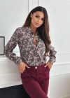 Kadın Uzun Kol Cep Detay çiçek Baskılı Mosskrep Kumaş Gömlek