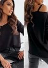 Kadın Uzun Kollu Açık Yaka Toka Detay Akrilik Bluz