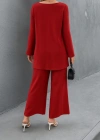 Kadın Uzun Kollu Asimetrik Detaylı Salaş Sandy Bluz Ve Pantolon Ikili Takım