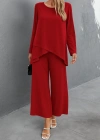 Kadın Uzun Kollu Asimetrik Detaylı Salaş Sandy Bluz Ve Pantolon Ikili Takım