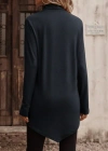 Kadın Uzun Kollu Balıkçı Yaka Asimetrik Kesim Detaylı Antrasit Yün Viskon Bluz