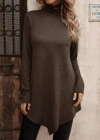 Kadın Uzun Kollu Balıkçı Yaka Asimetrik Kesim Detaylı Yün Viskon Bluz