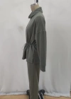 Kadın Uzun Kollu Balıkçı Yaka Belden Lastikli Modal Bluz Ve Pantolon Ikili Takım
