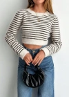 Kadın Uzun Kollu Balıkçı Yaka Crop Triko Bluz