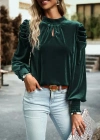 Kadın Uzun Kollu Balıkçı Yaka Damla Detaylı Kadife Bluz
