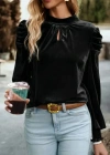 Kadın Uzun Kollu Balıkçı Yaka Damla Detaylı Kadife Bluz
