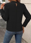 Kadın Uzun Kollu Balıkçı Yaka önden Dikişli Dokuma Bluz