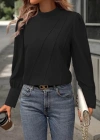 Kadın Uzun Kollu Balıkçı Yaka önden Dikişli Dokuma Bluz