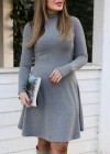 Kadın Uzun Kollu Balıkçı Yaka Salaş Kusa Akrilik Elbise