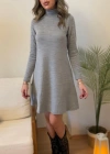 Kadın Uzun Kollu Balıkçı Yaka Salaş Kusa Akrilik Elbise