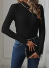 Kadın Uzun Kollu Balıkçı Yaka şardonlu Kaşkorse Bluz