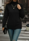 Kadın Uzun Kollu Balıkçı Yaka Triko Bluz