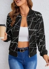 Kadın Uzun Kollu Baskılı Dalgıç Ceket
