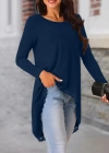 Kadın Uzun Kollu Bisiklet Yaka Asimetrik Kesim Detaylı Dantelli Viskon Bluz