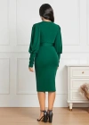 Kadın Uzun Kollu Bisiklet Yaka Beli Kuşaklı Ithal Krep Midi Elbise