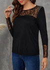 Kadın Uzun Kollu Bisiklet Yaka Dantel Detaylı Burgu Bluz