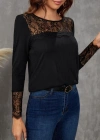 Kadın Uzun Kollu Bisiklet Yaka Dantel Detaylı Burgu Bluz