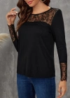 Kadın Uzun Kollu Bisiklet Yaka Dantel Detaylı Burgu Bluz