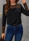 Kadın Uzun Kollu Bisiklet Yaka Dantel Detaylı Burgu Bluz