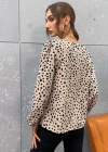 Kadın Uzun Kollu Bisiklet Yaka Desenli Bluz