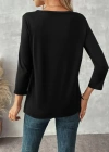 Kadın Uzun Kollu Bisiklet Yaka Etek Ucu Asimetrik Kesim Düğme Detaylı Viskon Bluz