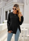 Kadın Uzun Kollu Bisiklet Yaka Fermuar Detay Iki Iplik Bluz