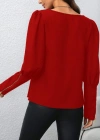 Kadın Uzun Kollu Bisiklet Yaka Fermuar Detaylı Ithal Krep Bluz