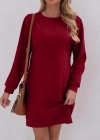 Kadın Uzun Kollu Bisiklet Yaka Iki Iplik Elbise