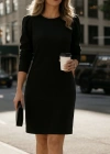 Kadın Uzun Kollu Bisiklet Yaka Iki Iplik Elbise