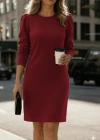 Kadın Uzun Kollu Bisiklet Yaka Iki Iplik Elbise