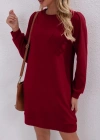 Kadın Uzun Kollu Bisiklet Yaka Iki Iplik Elbise