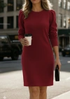 Kadın Uzun Kollu Bisiklet Yaka Iki Iplik Elbise