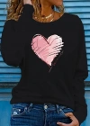Kadın Uzun Kollu Bisiklet Yaka Kalp Desenli Viskon Bluz