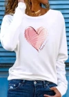 Kadın Uzun Kollu Bisiklet Yaka Kalp Desenli Viskon Bluz