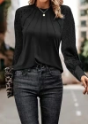 Kadın Uzun Kollu Bisiklet Yaka Kollar Dantel önü çizgi Detaylı Viskon Bluz