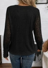 Kadın Uzun Kollu Bisiklet Yaka Kolları Tüllü Waffle Bluz