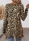 Kadın Uzun Kollu Bisiklet Yaka Leopar Desenli Süprem Bluz