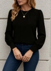 Kadın Uzun Kollu Bisiklet Yaka Pileli Ithal Krep Bluz