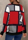 Kadın Uzun Kollu Bisiklet Yaka Renkli Blok Baskı Dalgıç Bluz