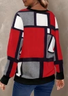 Kadın Uzun Kollu Bisiklet Yaka Renkli Blok Baskı Dalgıç Bluz